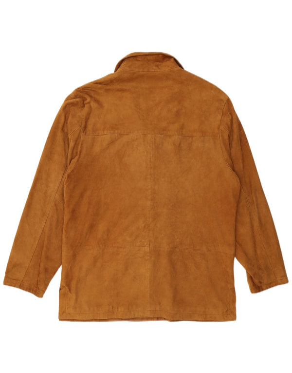 ZARRO Womens Suede Jacket IT 46 Large Beige Leather