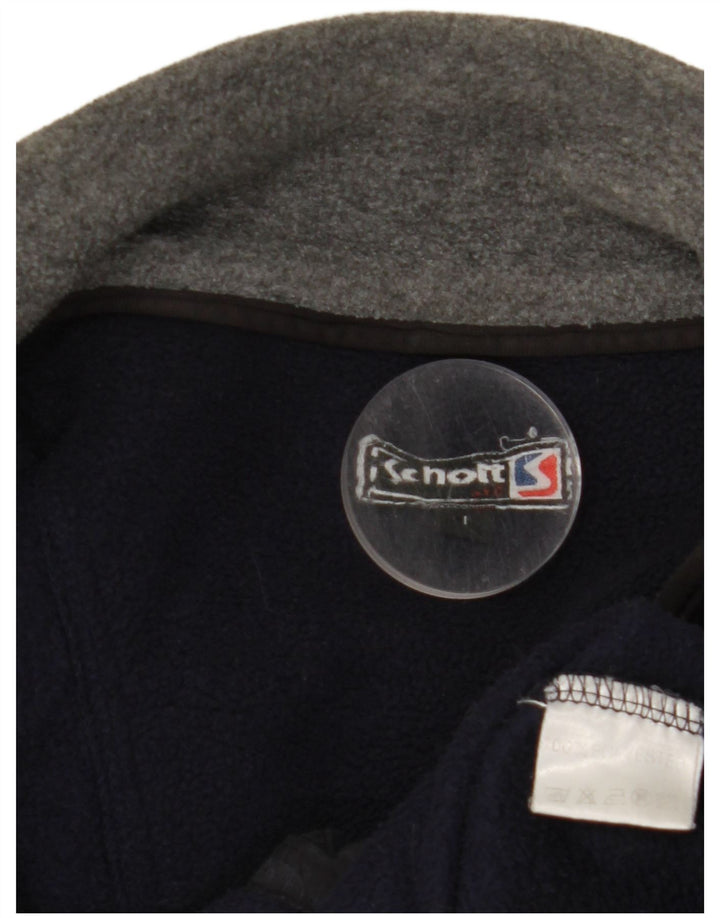 SCHOTT Mens Fleece Jacket UK 40 Large Navy Blue Polyester