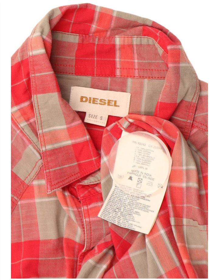 DIESEL Mens Shirt Small Red Check Cotton