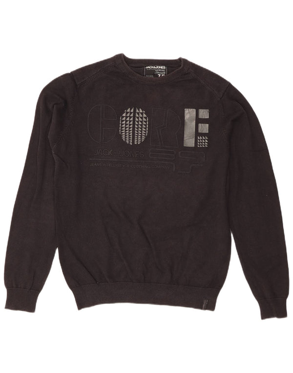 Jack & Jones Mens Graphic Regular Fit Crew Neck Jumper Sweater Medium Black
