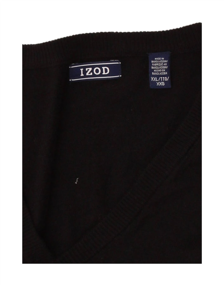 IZOD Mens V-Neck Jumper Sweater 2XL Black Vintage Izod and Second-Hand Izod from Messina Hembry 