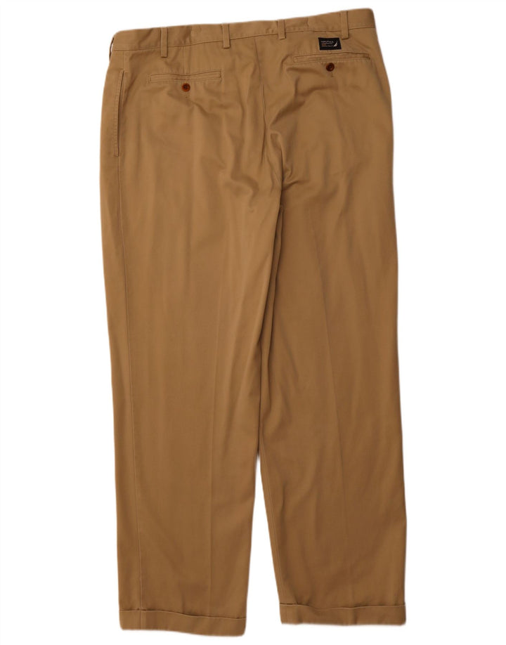 NAUTICA Mens Rigger Classic Fit Pegged Chino Trousers W40 L32 Beige Cotton