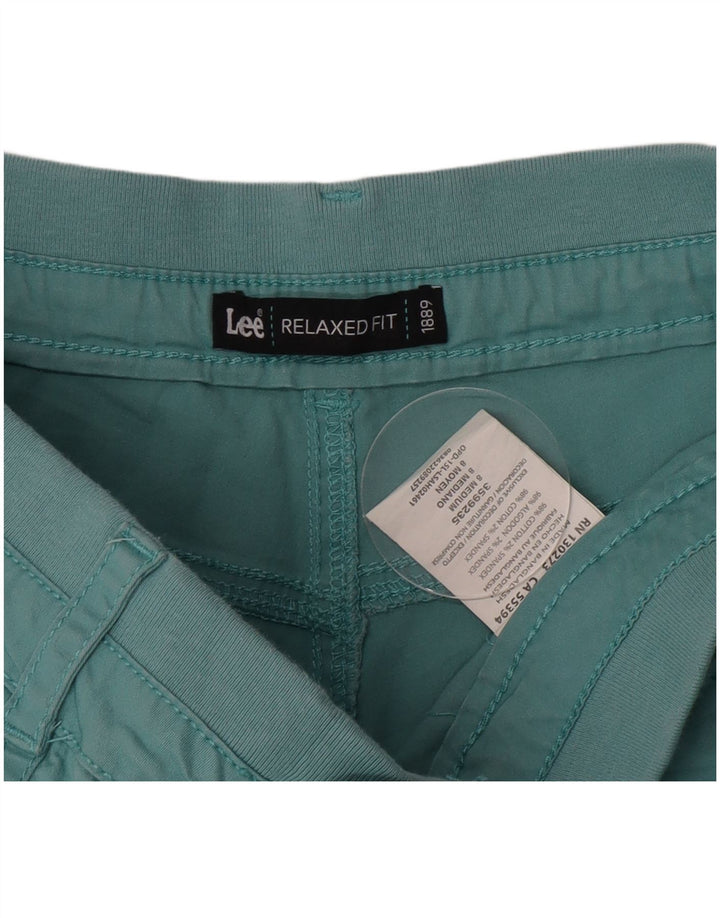 Lee Womens Relaxed Fit Cargo Shorts US 8 Medium W30 Turquoise Cotton