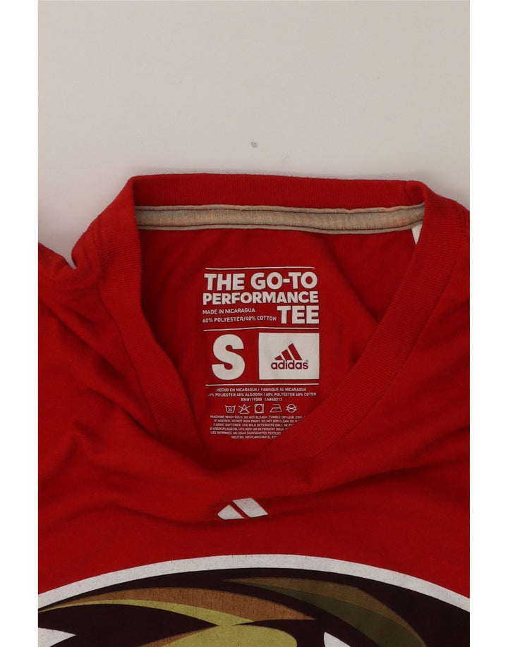 ADIDAS Mens Graphic T-Shirt Top Small Red Polyester Vintage Adidas and Second-Hand Adidas from Messina Hembry 