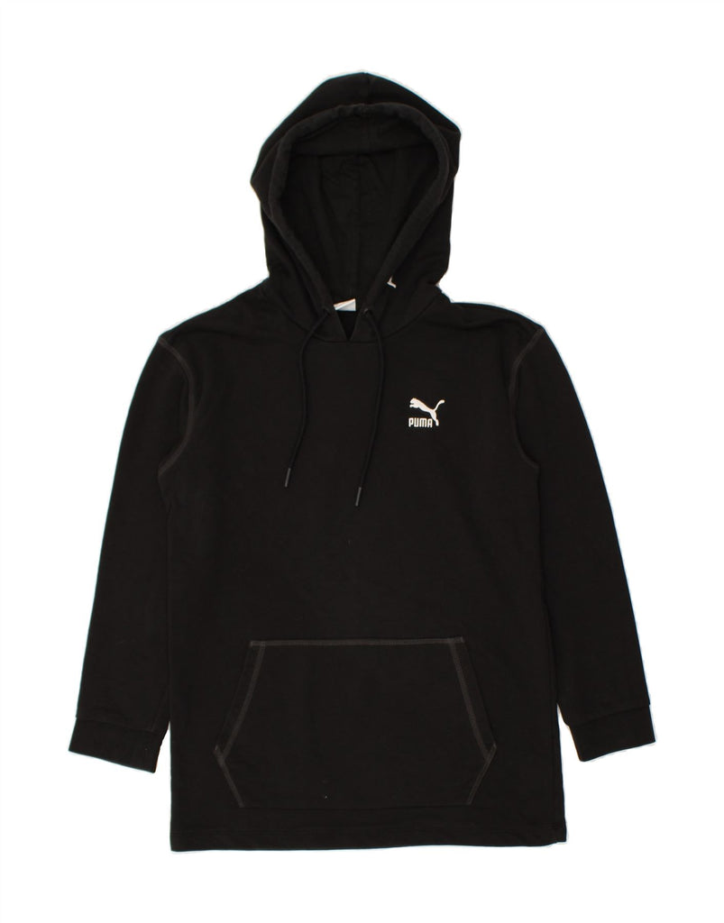 PUMA Womens Hoodie Jumper UK 2 2XS Black Cotton | Vintage Puma | Thrift | Second-Hand Puma | Used Clothing | Messina Hembry 