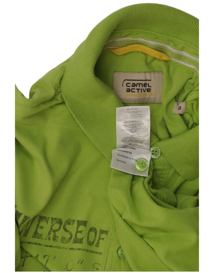 Camel Active Mens Graphic Polo Shirt XL Green Cotton
