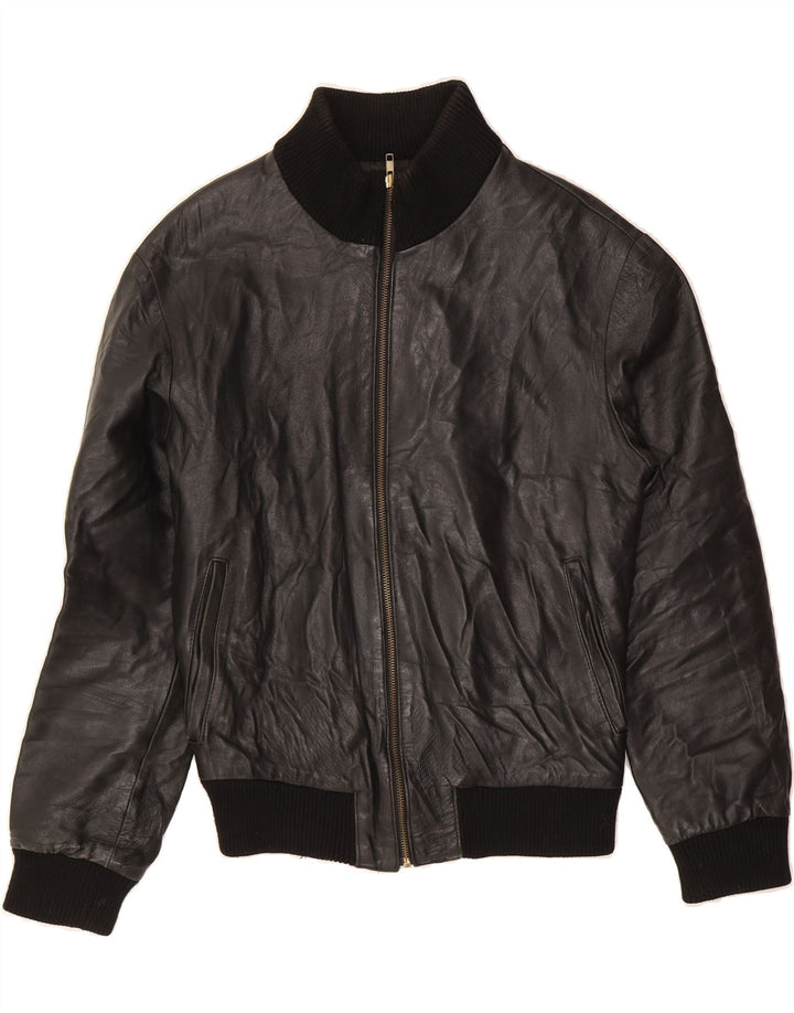 MASTERPELLE Womens Leather Bomber Jacket UK 18 XL Black Leather Vintage Masterpelle and Second-Hand Masterpelle from Messina Hembry 
