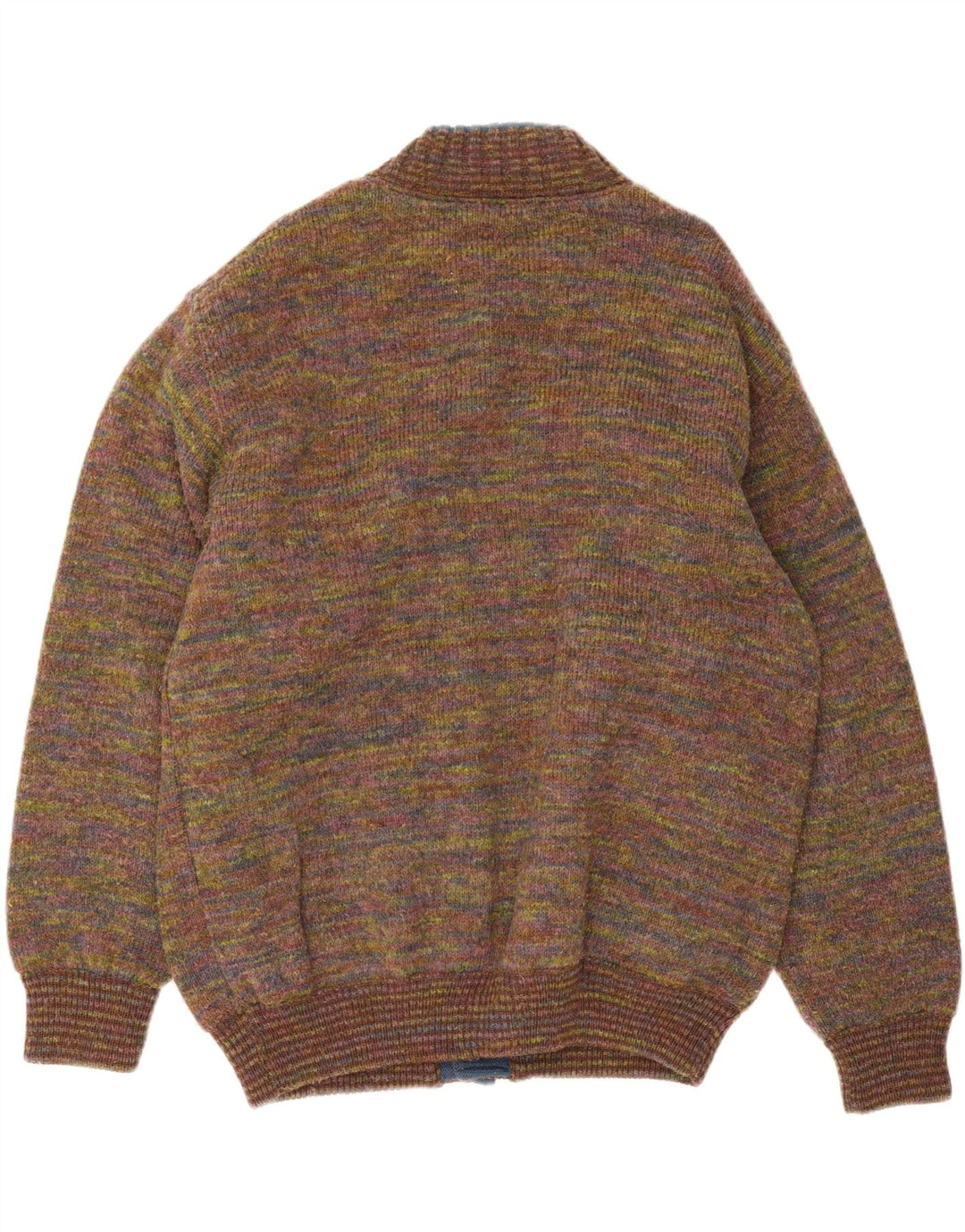 Vintage Mens Knit Bomber Jacket UK 42 XL Multicoloured Flecked Wool