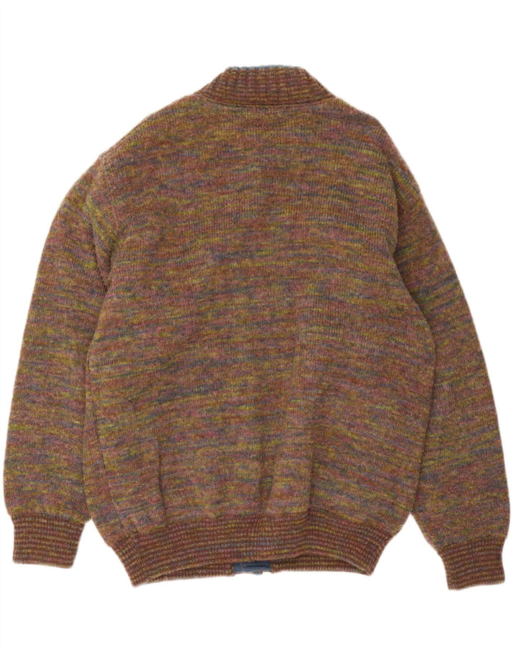 Vintage Mens Knit Bomber Jacket UK 42 XL Multicoloured Flecked Wool