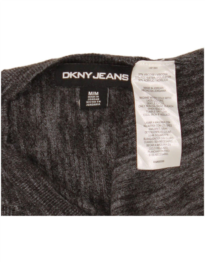 Dkny Womens Short Sleeve Crew Neck Jumper Sweater UK 14 Medium Grey Viscose