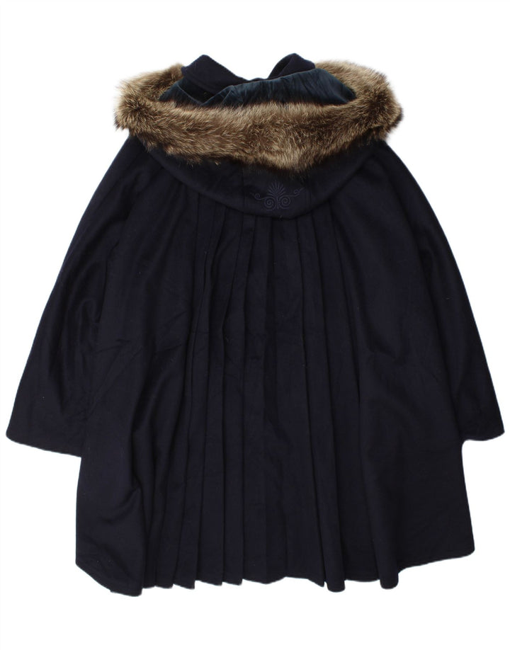 Mabrun Womens Hooded Oversized Overcoat IT 44 Medium Navy Blue Wool