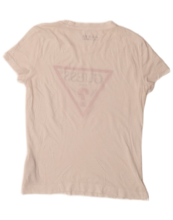 Guess Womens Graphic T-Shirt Top UK 6 XS White Cotton