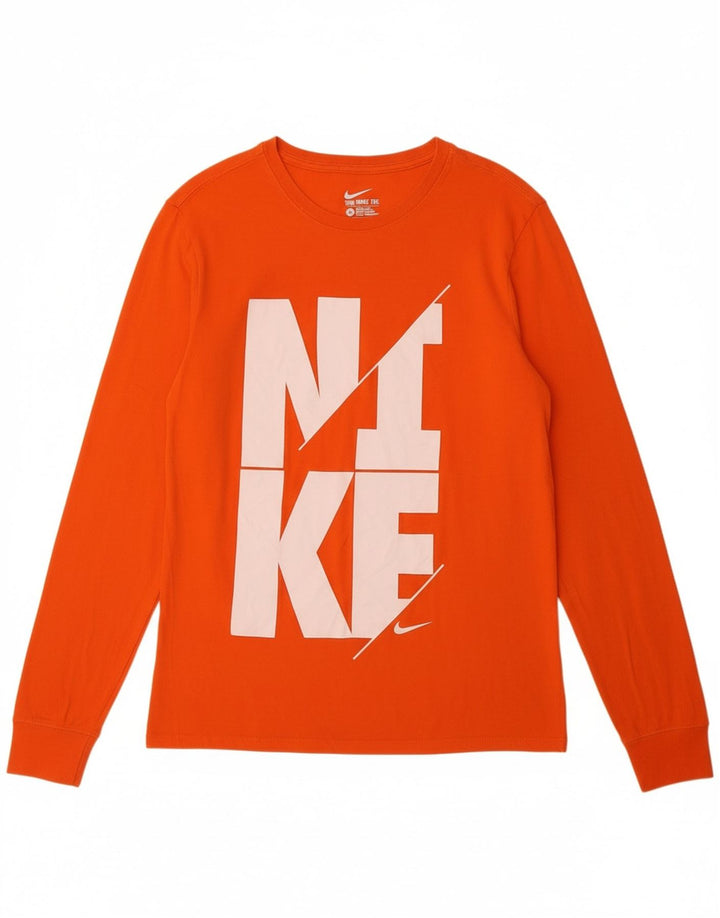 NIKE Mens Athletic Cut Graphic Top Long Sleeve Medium Orange