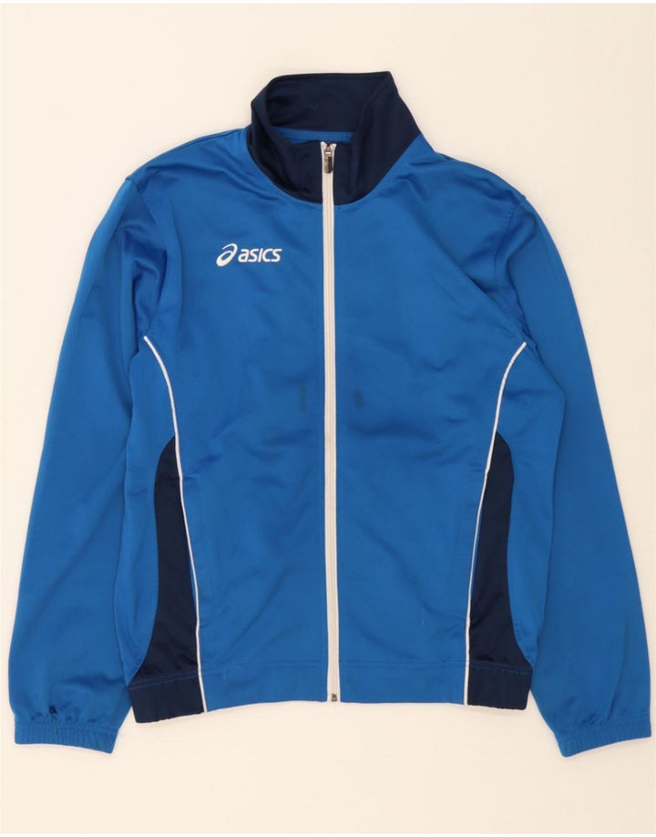 ASICS Mens Tracksuit Top Jacket Medium Blue Colourblock Polyester Vintage Asics and Second-Hand Asics from Messina Hembry 