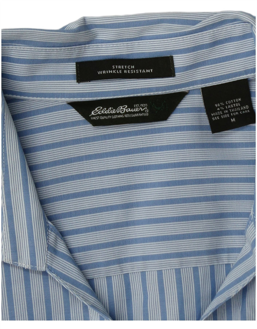EDDIE BAUER Womens 3/4 Sleeve Shirt UK 14 Medium Blue Striped Cotton
