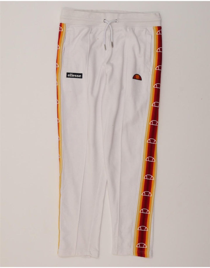 ELLESSE Mens Heritage Graphic Tracksuit Trousers Large White Colourblock