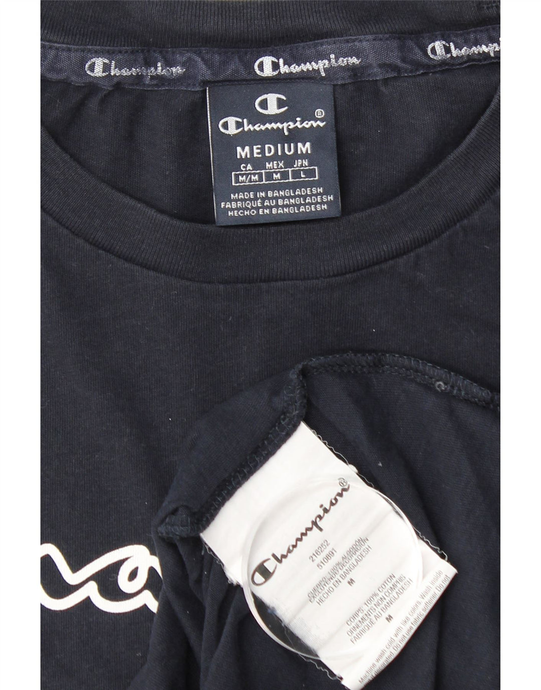 CHAMPION Mens Graphic T-Shirt Top Medium Navy Blue Cotton