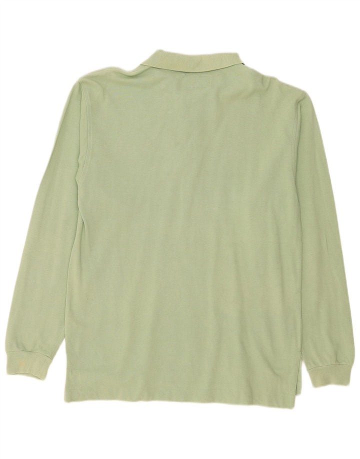 Charro Mens Long Sleeve Polo Shirt Medium Green Cotton