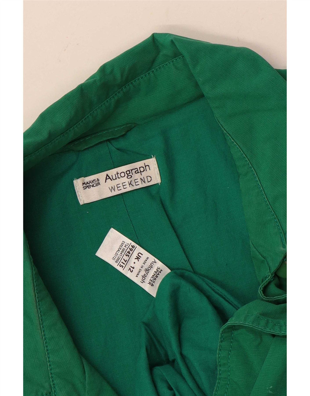 Marks & Spencer Womens Short Trench Coat UK 12 Medium Green Cotton