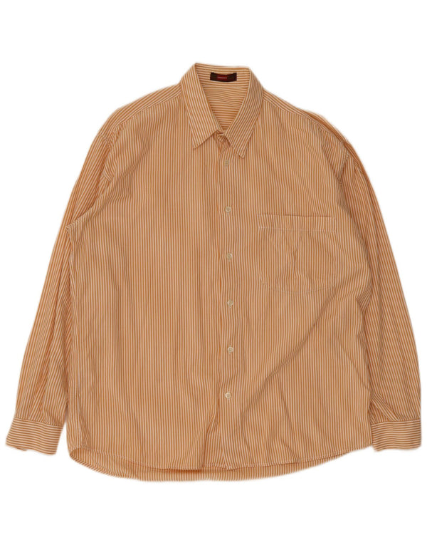 Carrera Mens Shirt Large Orange Pinstripe