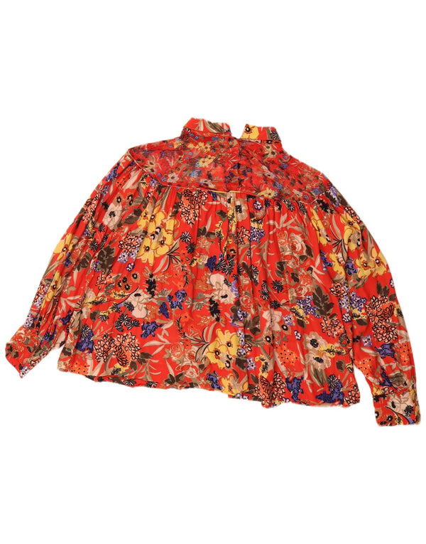 French Connection Womens Long Sleeve Blouse Top UK 16 Large Red Floral