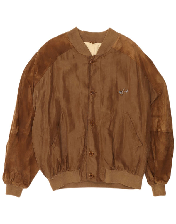 VINTAGE Mens Bomber Jacket IT 56 3XL Brown