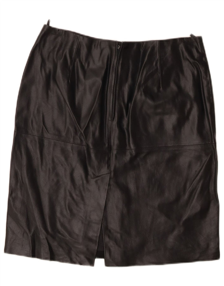 Benetton Womens Leather Skirt IT 44 Medium W30  Black Leather