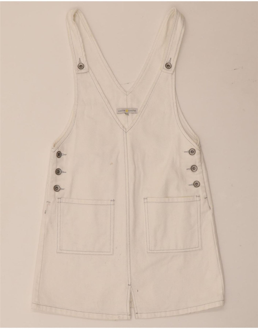 Cache Womens Denim Pinafore Dress UK 8 Small White