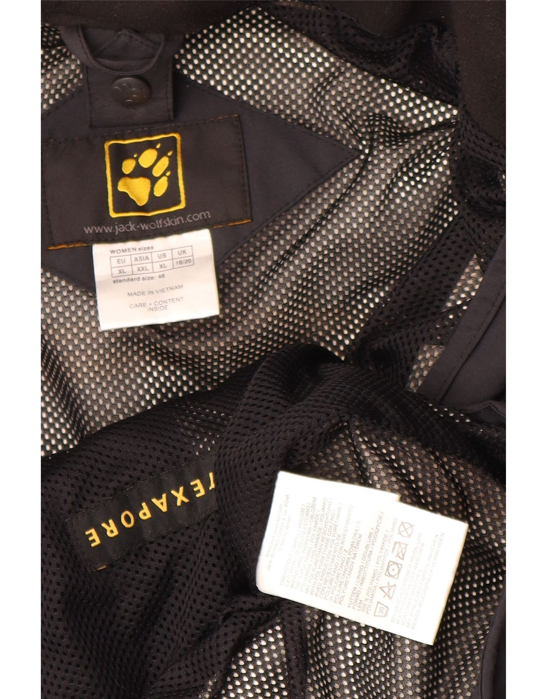 Jack Wolfskin Womens Oversized Rain Jacket UK 18/20 XL Black Polyamide