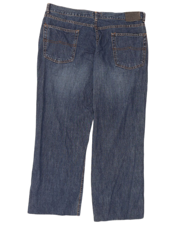 WAMPUM Mens Straight Jeans W36 L27 Blue Cotton