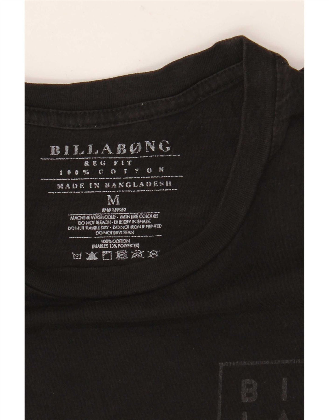 Billabong Mens Regular Fit Graphic T-Shirt Top Medium Black Cotton