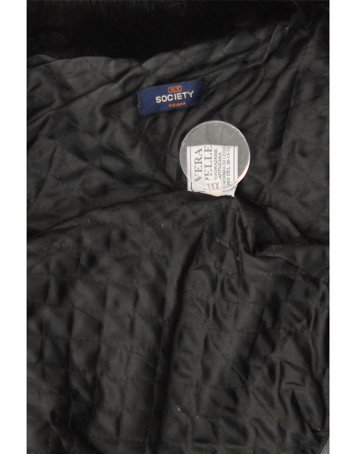 Society Womens Leather Jacket UK 20 2XL Black Leather