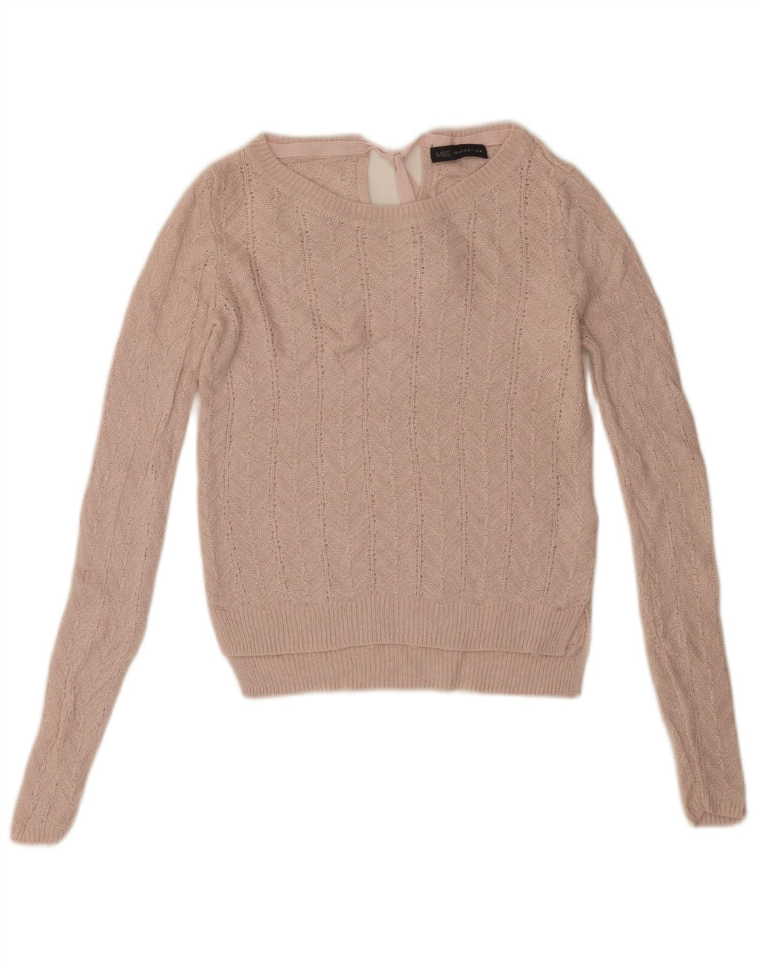 MARKS & SPENCER Womens Crop Boat Neck Jumper Sweater UK 8 Small Pink
