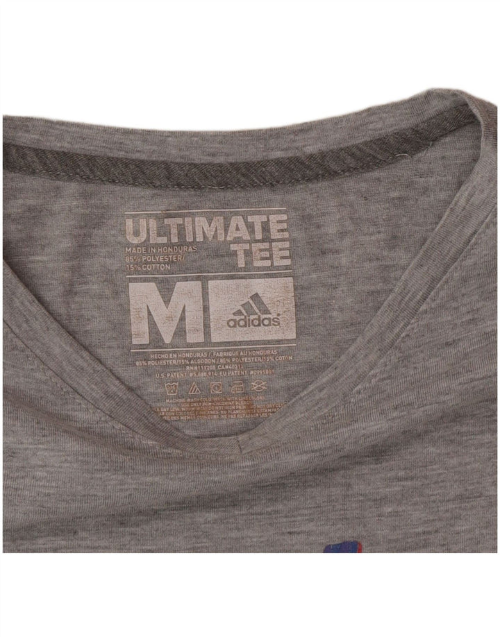 Adidas Womens Graphic T-Shirt Top UK 12 Medium Grey Polyester
