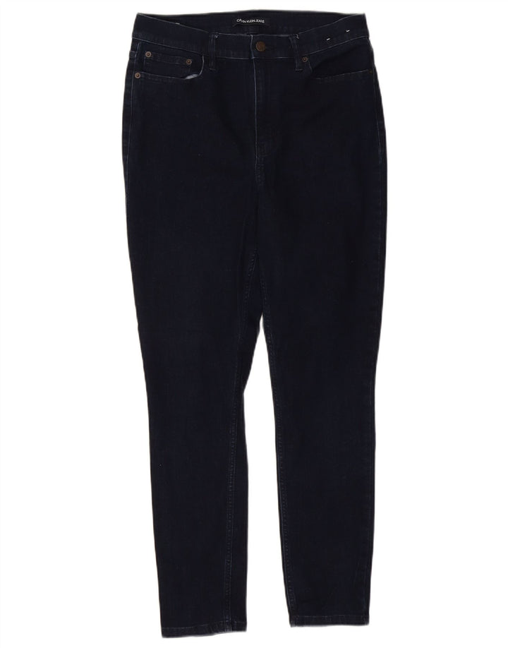 CALVIN KLEIN Womens High Waist Skinny Jeans US 12 Large W31 L26 Navy Blue