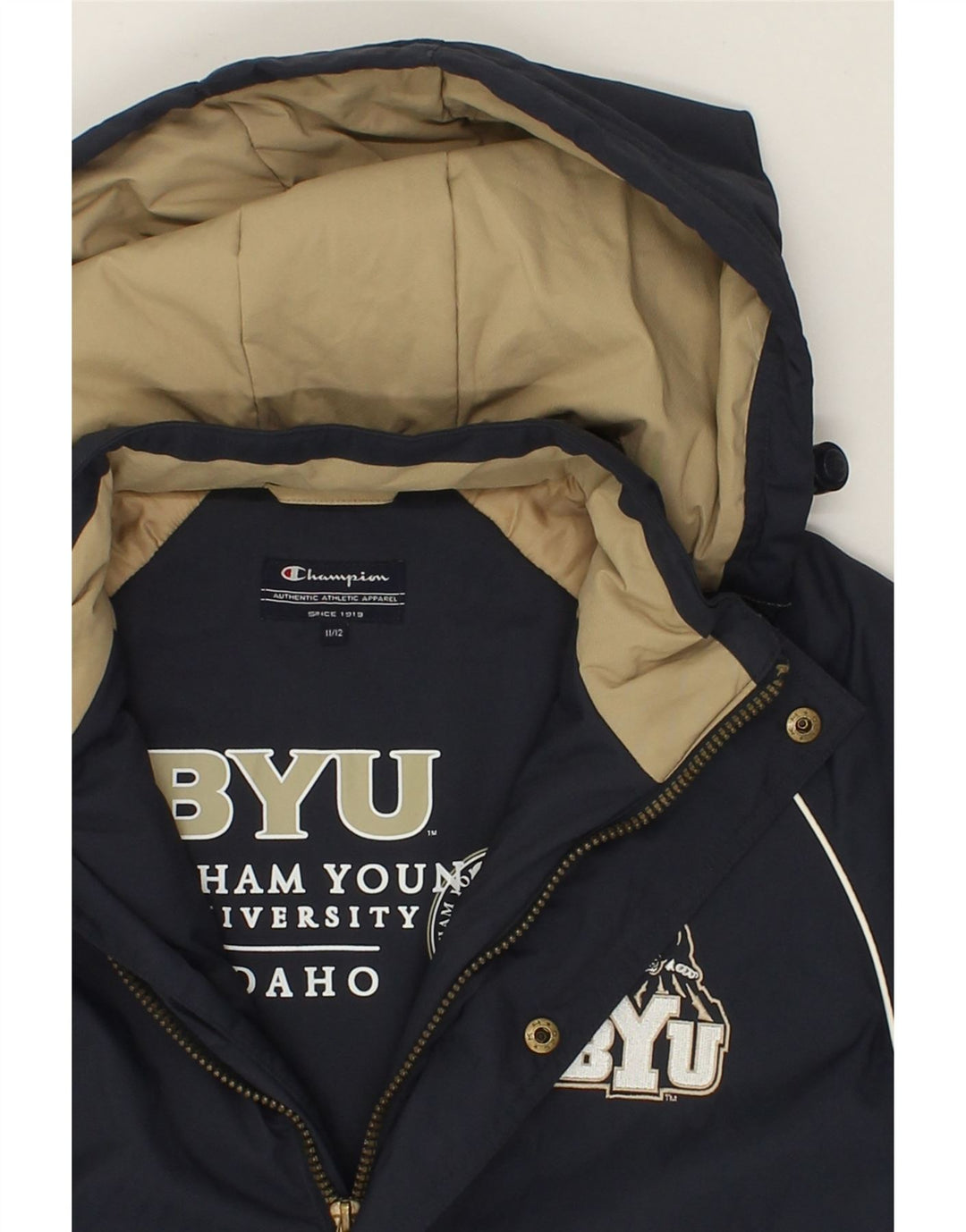 CHAMPION Boys Hooded Rain Jacket 11-12 Years Navy Blue Polyamide Vintage Champion and Second-Hand Champion from Messina Hembry 