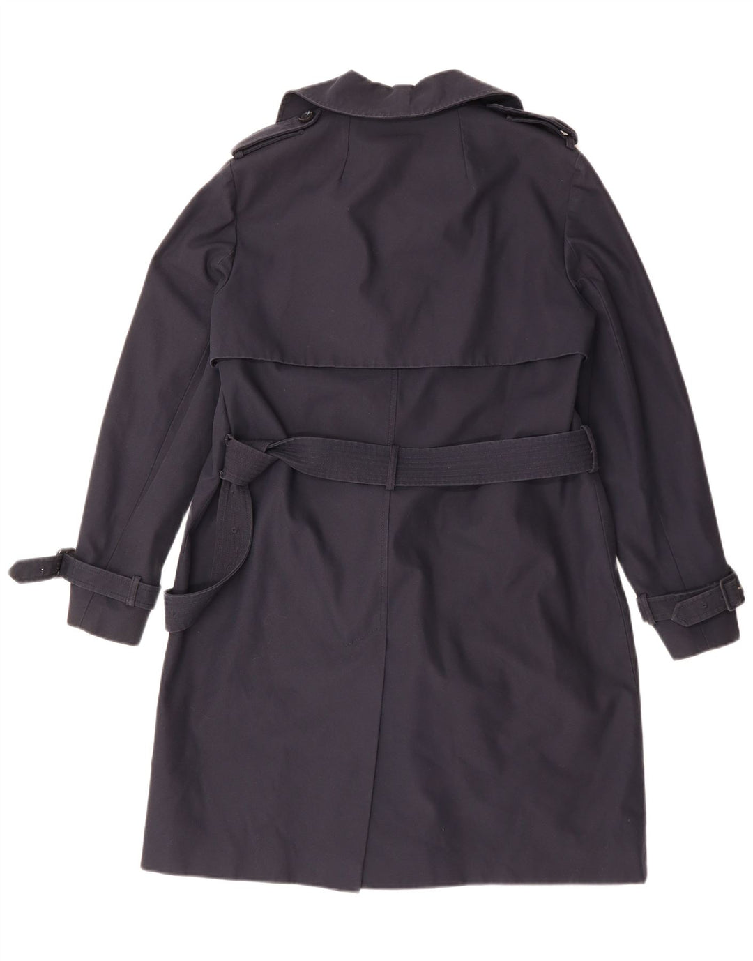 WAREHOUSE Womens Trench Coat UK 16 Large Navy Blue Polyester