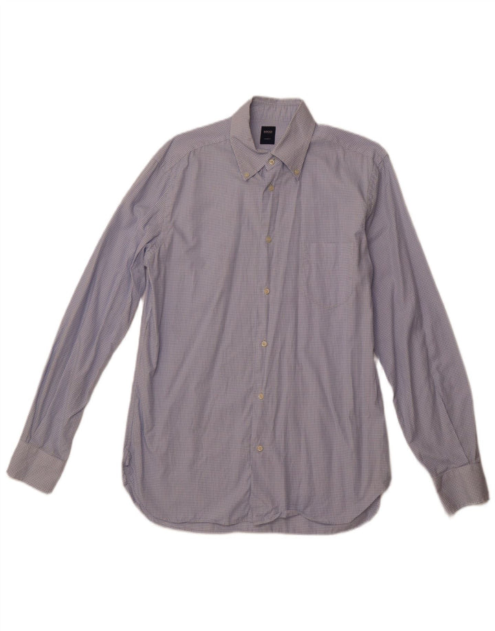 BOGGI Mens Tailored Fit Shirt Size 40 15 3/4 Medium Blue Check