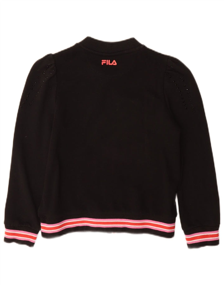 FILA Girls Tracksuit Top Jacket 9-10 Years Black Cotton