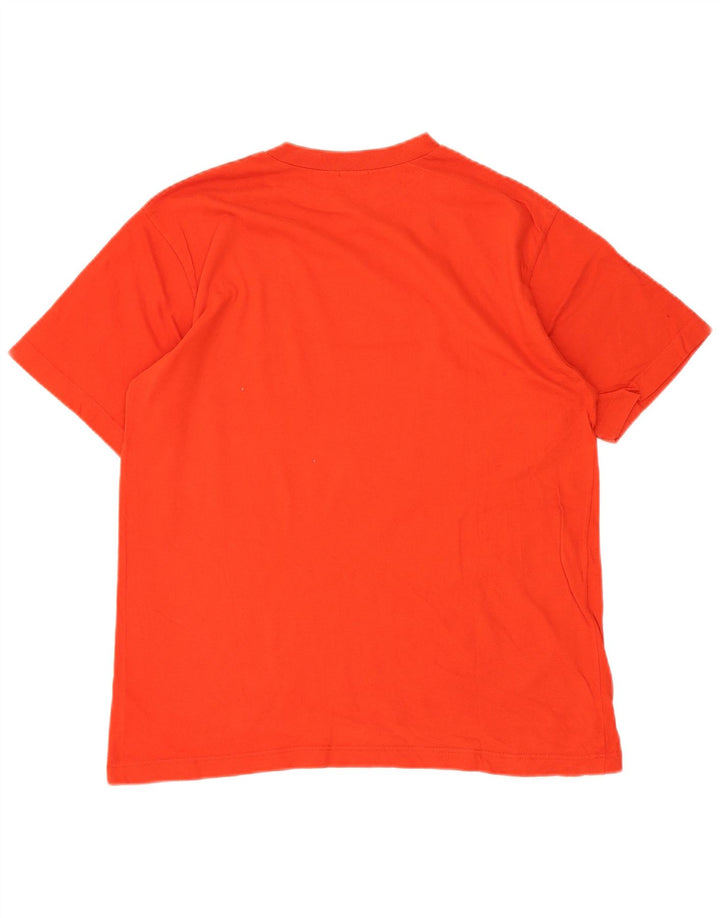 Benetton Mens Graphic T-Shirt Top Small Orange Cotton