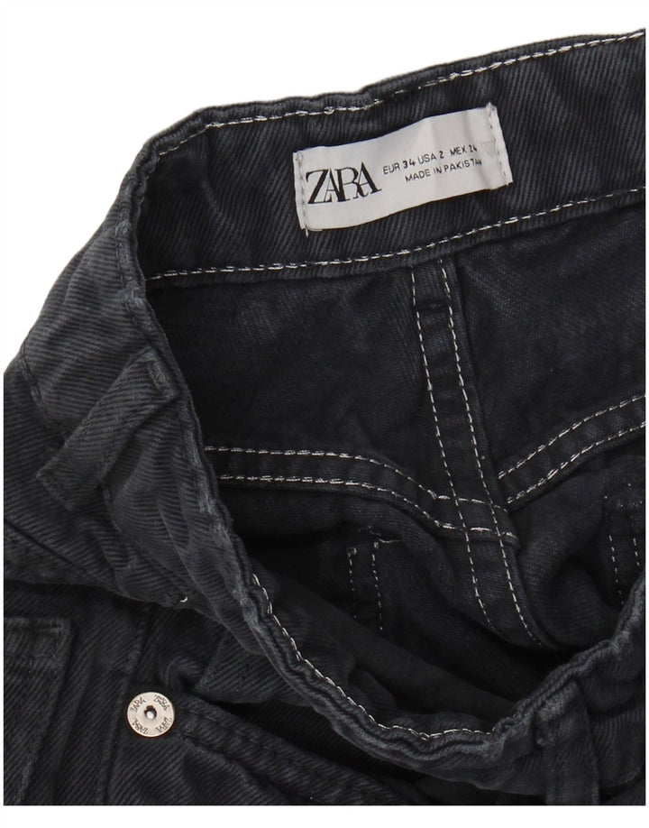 ZARA Womens High Rise Straight Jeans EU 34 2XS W24 L26 Navy Blue