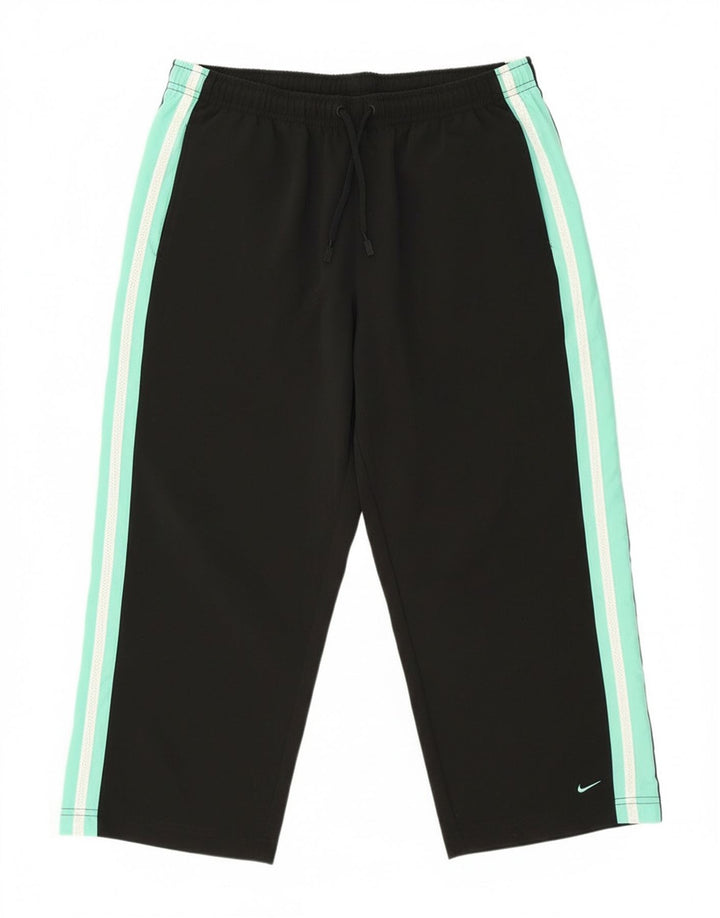 Nike Womens Capri Tracksuit Trousers US 12/14 Large Black Colourblock