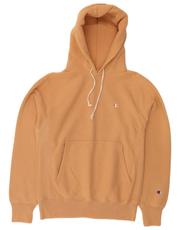 Champion Mens Hoodie Jumper Small Orange Cotton