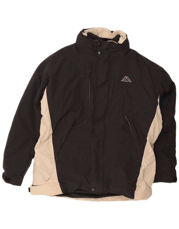 KAPPA Mens Loose Fit Windbreaker Jacket UK 40 Large Black Colourblock