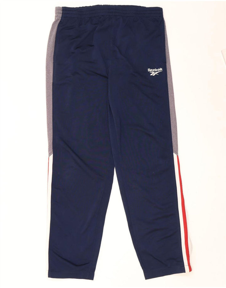 Reebok Mens Tracksuit Trousers Large Navy Blue Colourblock Polyester