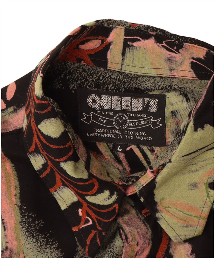 Vintage Mens Abstract Pattern Shirt Large Multicoloured Floral Viscose