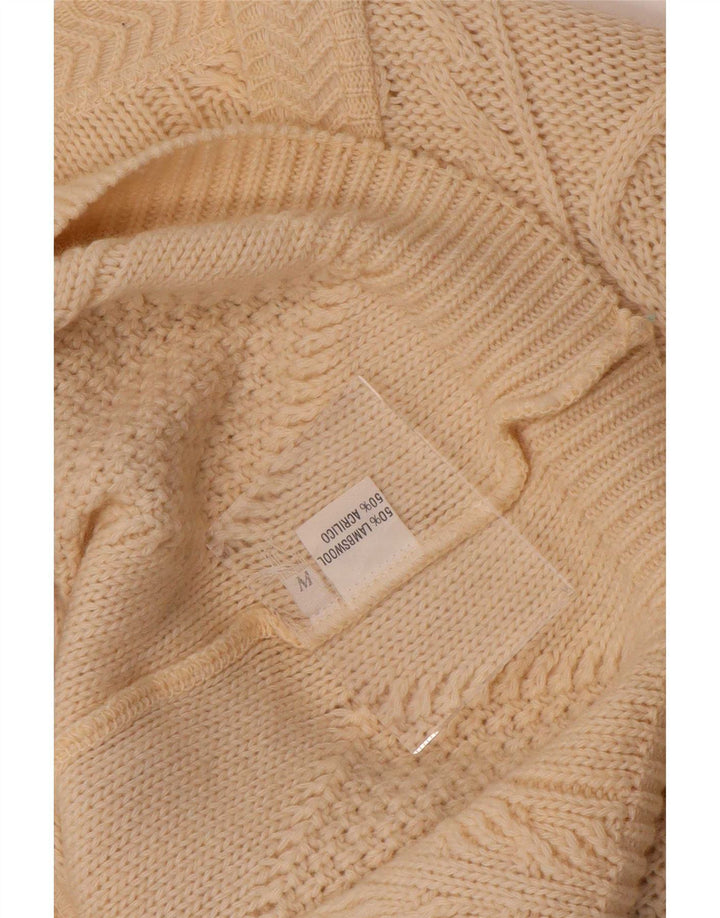 Vintage Womens Cardigan Sweater UK 14 Medium Beige Wool