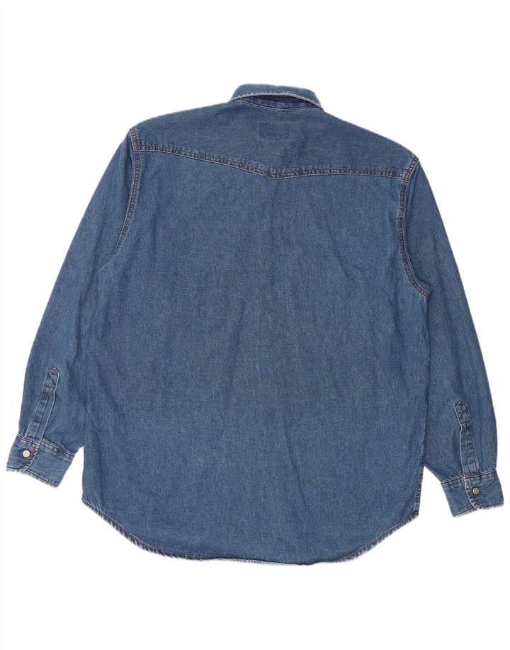 Carrera Mens Denim Shirt Size 39/40 Medium Blue Cotton