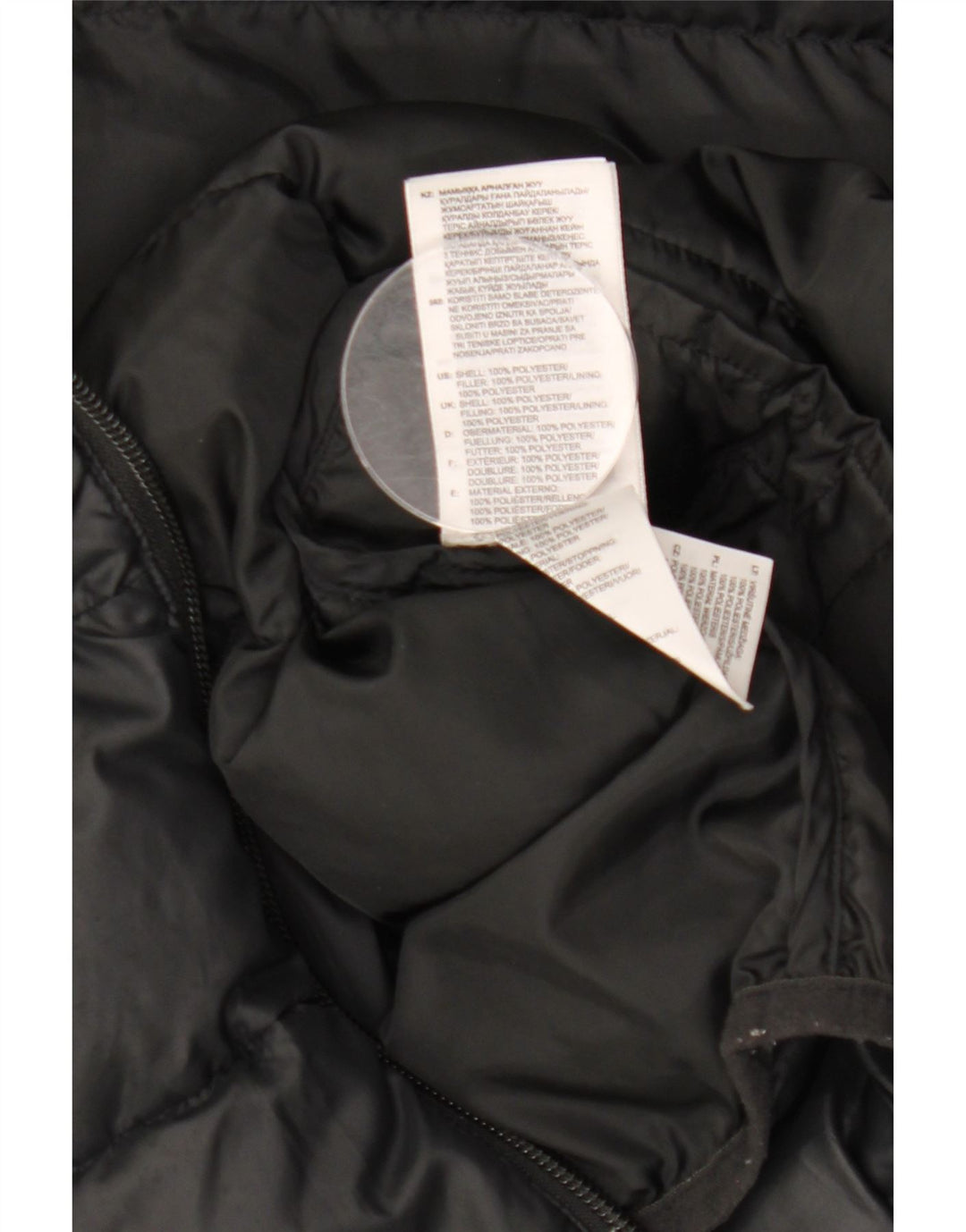 ADIDAS Boys Hooded Padded Jacket 9-10 Years Black Polyester