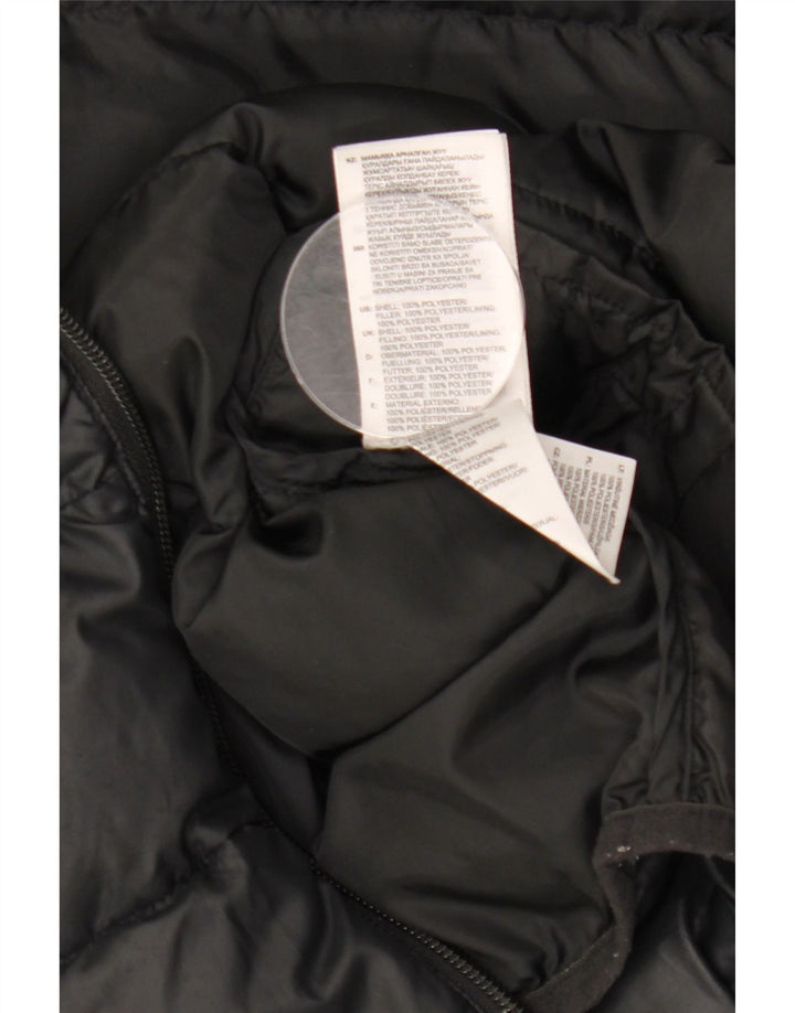 ADIDAS Boys Hooded Padded Jacket 9-10 Years Black Polyester